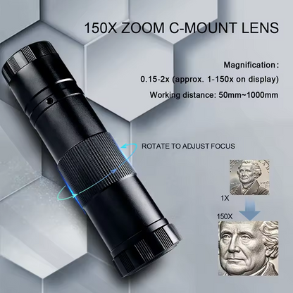 YIZHAN 48MP 4K Electronics Soldering Microscope 1080P HDMI Camera USB Software 1-150x Lens Foldable Stand