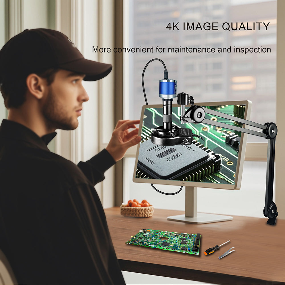 YIZHAN 4K 48MP HDMI Digital Microscope, 2MP Sony CMOS, Foldable Stand, Remote Control for Soldering