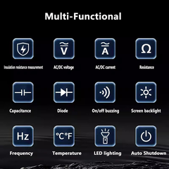 Multímetro y medidor de resistencia de aislamiento con cinco rangos de salida de alta tensión: 50 V, 100 V, 250 V, 500 V, 1000 V y 200 GΩ, apto para subestaciones eléctricas. 