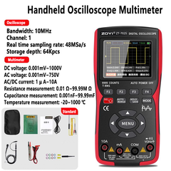 Osciloscopio y multímetro digital 2 en 1, un solo canal, ancho de banda de 5 MHz a 10 MHz, frecuencia de muestreo de 48 MSa/s, pantalla a color IPS de 3,2 pulgadas. 