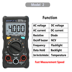 Multimètre portable à affichage 4000 points, 600 V, 10 A, 40 MΩ, discrimination de ligne zéro, maintien des données, testeurs True-RMS NCV, LCR-mètre 