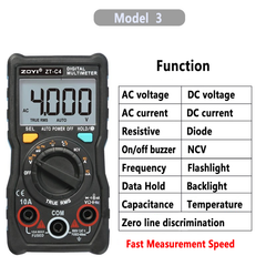 Multimètre portable à affichage 4000 points, 600 V, 10 A, 40 MΩ, discrimination de ligne zéro, maintien des données, testeurs True-RMS NCV, LCR-mètre 