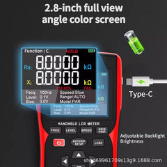 LCR-mètre et testeur de résistance interne de batterie : précision de 0,3 %, test interne de la batterie, 100 Hz à 100 kHz, écran couleur grand angle de vision de 2,8 pouces 