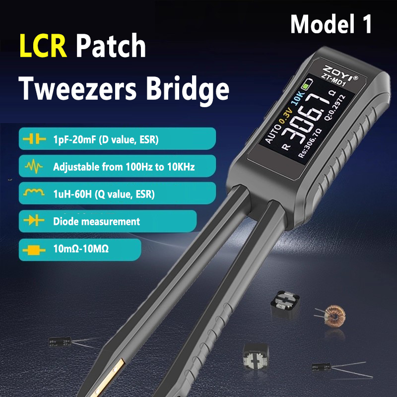 Probador de componentes LCR tipo pinzas, interfaz tipo C, carga, SMD, prueba de parches, capacitancia, resistencia, inductancia, diodo, zumbador, medidor LCR 