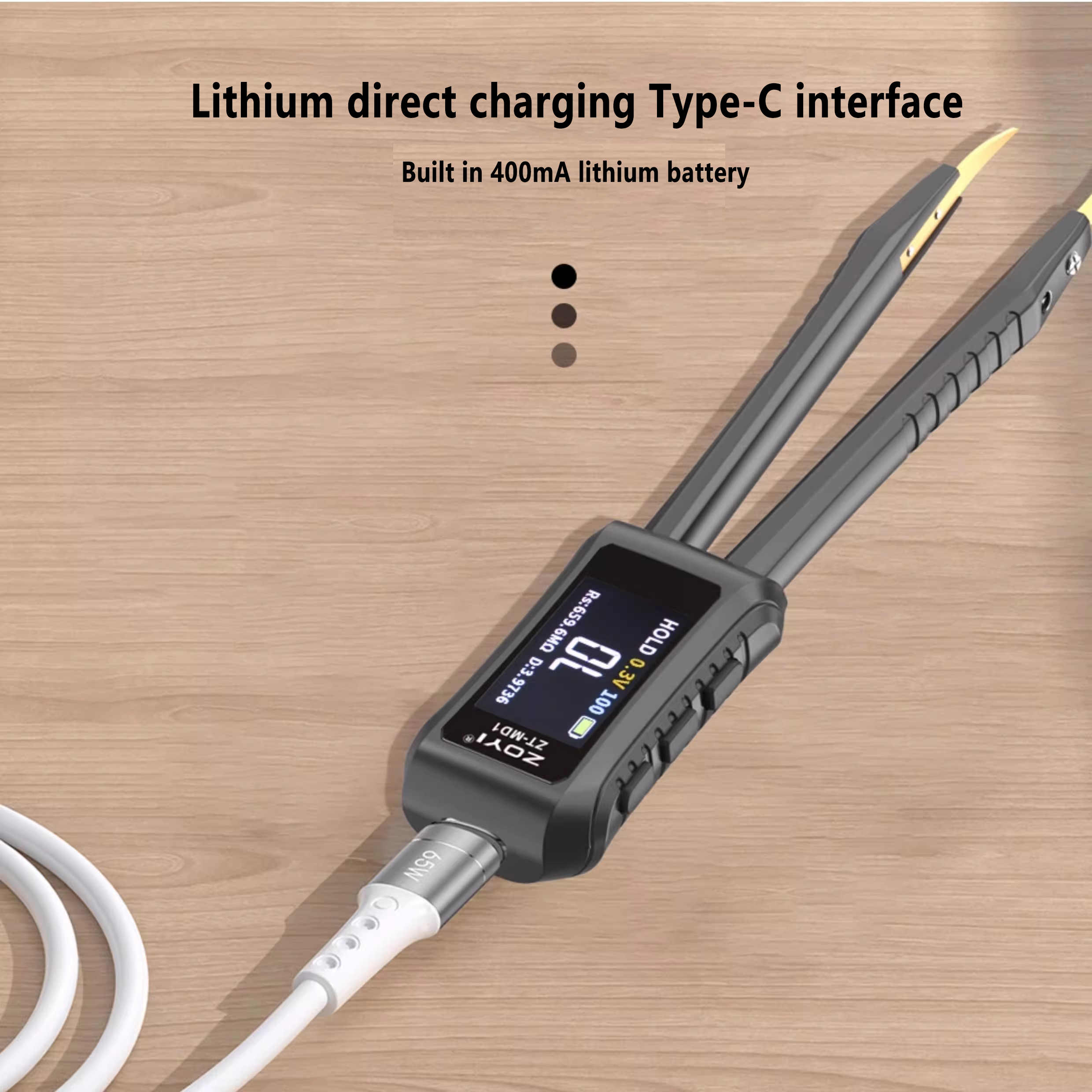 Probador de componentes LCR tipo pinzas, interfaz tipo C, carga, SMD, prueba de parches, capacitancia, resistencia, inductancia, diodo, zumbador, medidor LCR 