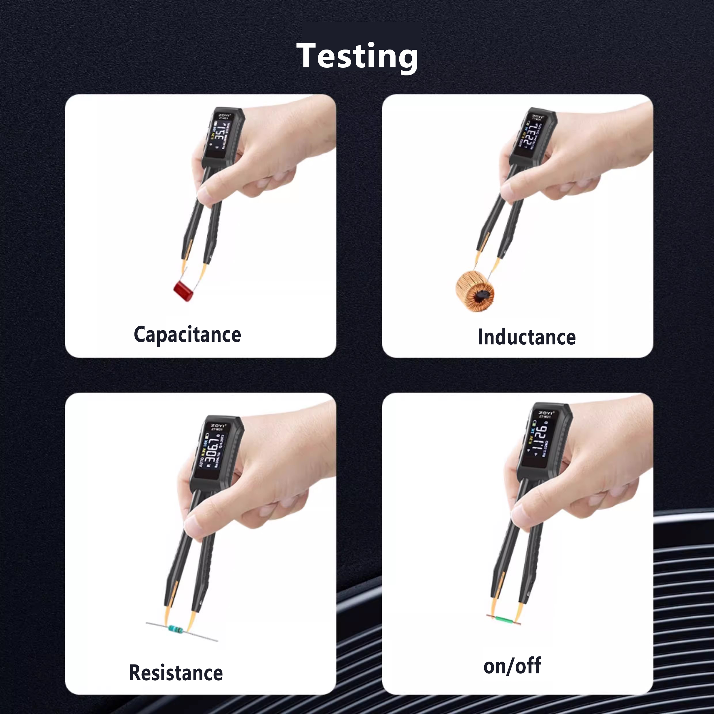 Probador de componentes LCR tipo pinzas, interfaz tipo C, carga, SMD, prueba de parches, capacitancia, resistencia, inductancia, diodo, zumbador, medidor LCR 