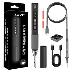 Soldador USB portátil de 96 W / 75 W, 100 °C ~ 450 °C. Multímetro integrado. Pantalla OLED. Modo de mantenimiento de temperatura constante.