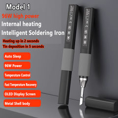 Soldador USB portátil de 96 W / 75 W, 100 °C ~ 450 °C. Multímetro integrado. Pantalla OLED. Modo de mantenimiento de temperatura constante.