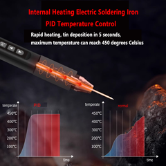 Soldador USB portátil de 96 W / 75 W, 100 °C ~ 450 °C. Multímetro integrado. Pantalla OLED. Modo de mantenimiento de temperatura constante.
