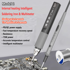 Soldador USB portátil de 96 W / 75 W, 100 °C ~ 450 °C. Multímetro integrado. Pantalla OLED. Modo de mantenimiento de temperatura constante.