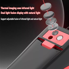 Cámara termográfica y multímetro digital portátil 2 en 1. Resolución infrarroja de 32 x 32 / 96 x 96. Termografía infrarroja. Multímetro de 4 ½ dígitos. Rango de 20 a 550°.