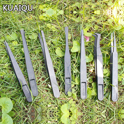 12-Piece Set Black&White Plastic Anti-Static Tweezers for Various fine operations