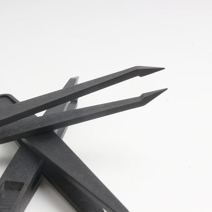 6-Piece Set Black Plastic Anti-Static Tweezers - Ideal for Electronics, Crafts & DIY Repair