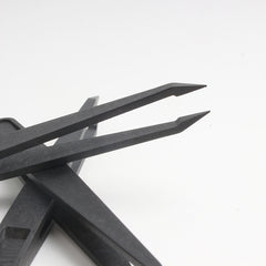 Juego de 6 pinzas antiestáticas de plástico negro: ideales para electrónica, manualidades y reparaciones de bricolaje.