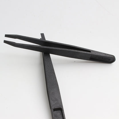 6-Piece Set Black Plastic Anti-Static Tweezers - Ideal for Electronics, Crafts & DIY Repair