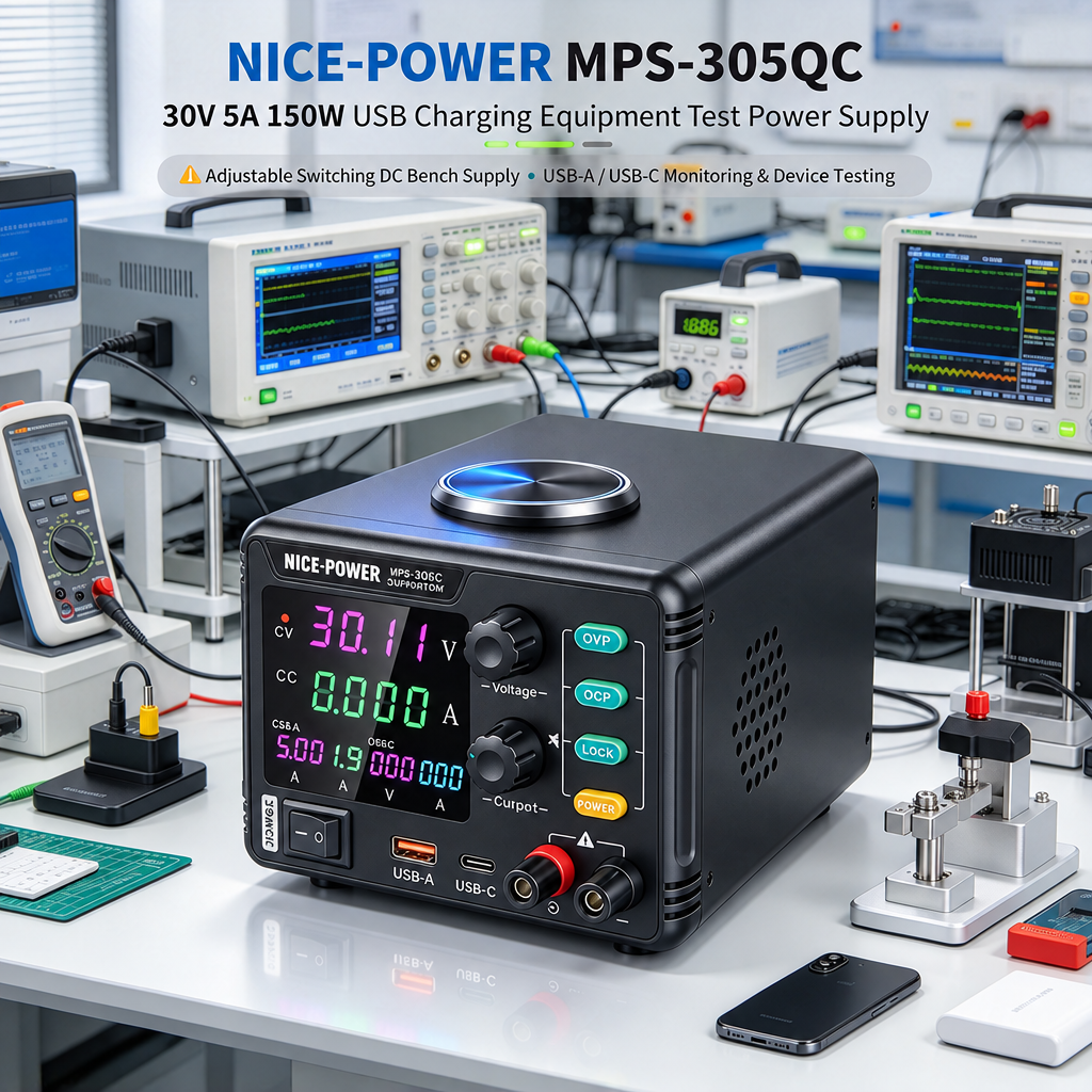 30V 5A 150W USB Charging Equipment Test Power Supply, MPS-305QC Adjustable Switching DC Bench Supply