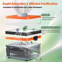 KQ-45SP 45W Solder Fume Extractor with HEPA & Activated Carbon Filter, Desktop Smoke Absorber for Soldering and Electronics Repair