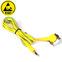 Cable de conexión a tierra ESD, paquete de diez con una pinza y una garra (pinza de cocodrilo y conector banana)