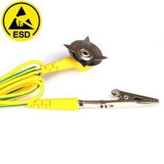 Cable de conexión a tierra ESD, paquete de diez con una pinza y una garra (pinza de cocodrilo y conector banana)