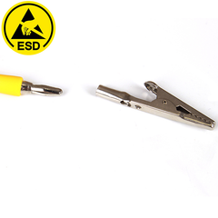 Cable de conexión a tierra ESD, paquete de diez con una pinza y una garra (pinza de cocodrilo y conector banana)