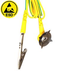 Cable de conexión a tierra ESD, paquete de diez con una pinza y una garra (pinza de cocodrilo y conector banana)