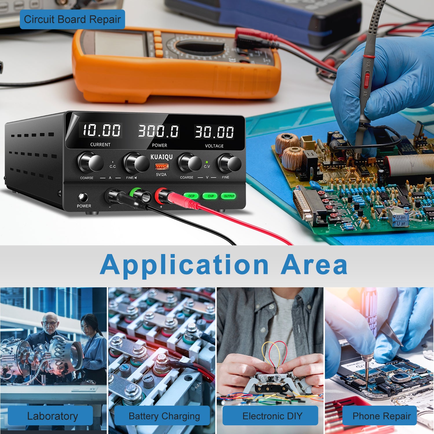 low ripple DC regulated power supply for PCB debugging circuit development and R&D engineering