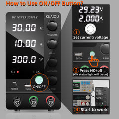 KUAIQU SPS-C3010 30V 10A 300W Bench DC Power Supply for Automotive Electronics Testing