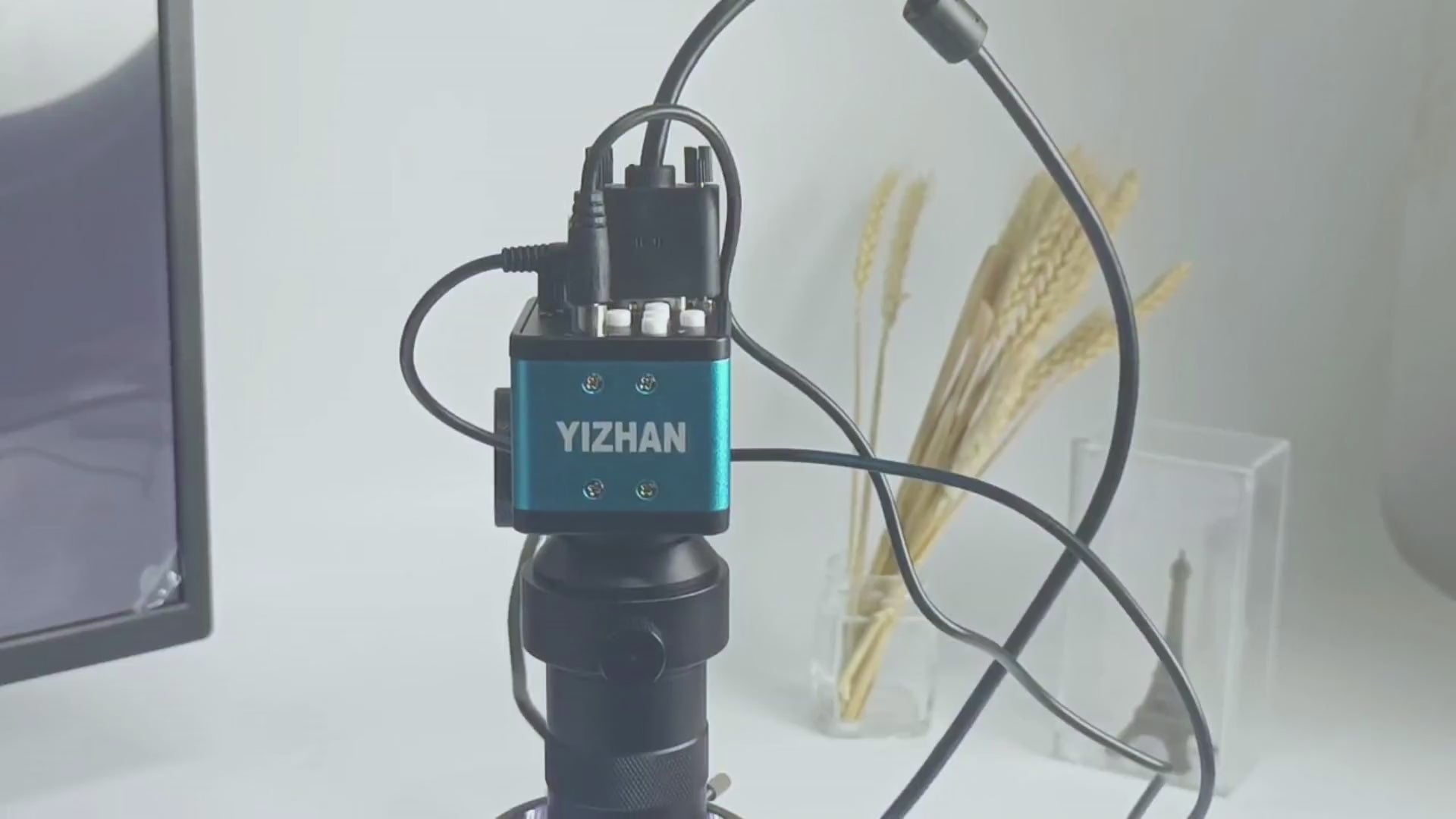 Microscopio digital YIZHAN de 13 MP con lente 1-130X y luz LED para mantenimiento y uso en laboratorio