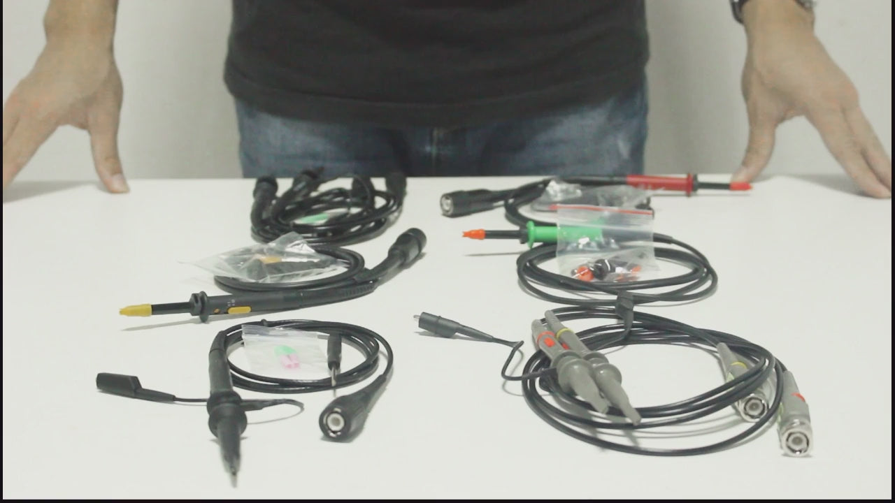 Sonde d'oscilloscope universelle IP200 200 MHz avec accessoires, nouvelle mise à niveau de sécurité, sondes à clip avec BNC vers kit de cordons de test 1X 10X 