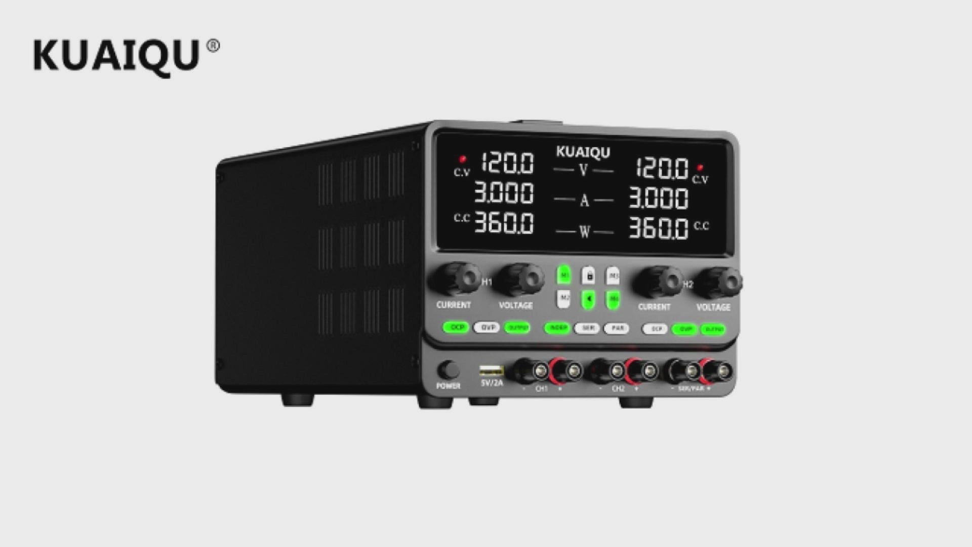 KUAIQU SPPS305-2KD - 30V 5A Dual-Channel Independent Output Power Supply with 4-in-1 Mode, OCP/OVP, Memory Storage, One-Key Series/Parallel Negative Voltage for DC Motor Scenarios