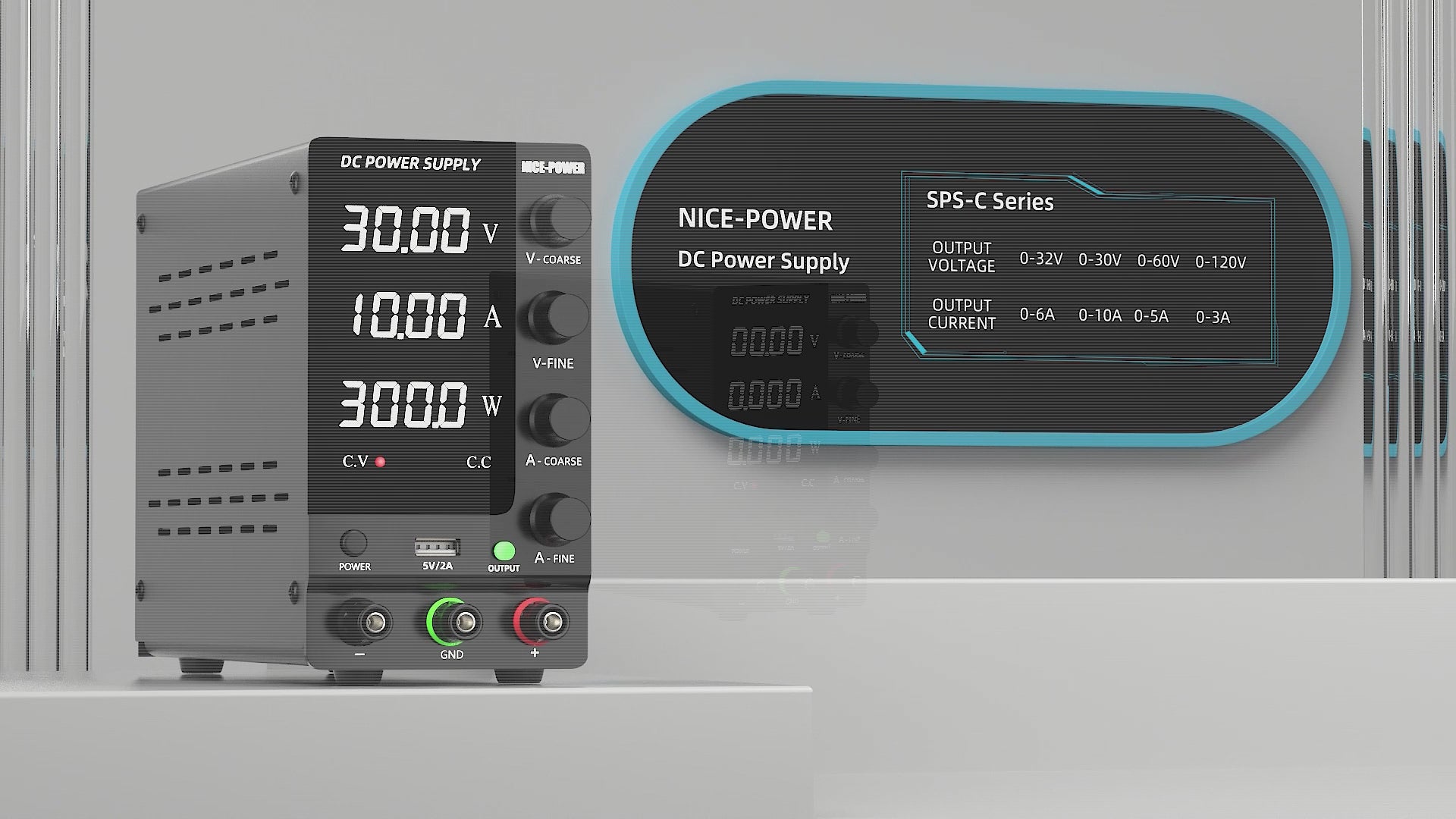 KUAIQU SPS-C3206 0-32V 0-6A 192W Adjustable DC Power Supply with CV/CC for PCB Board Debugging