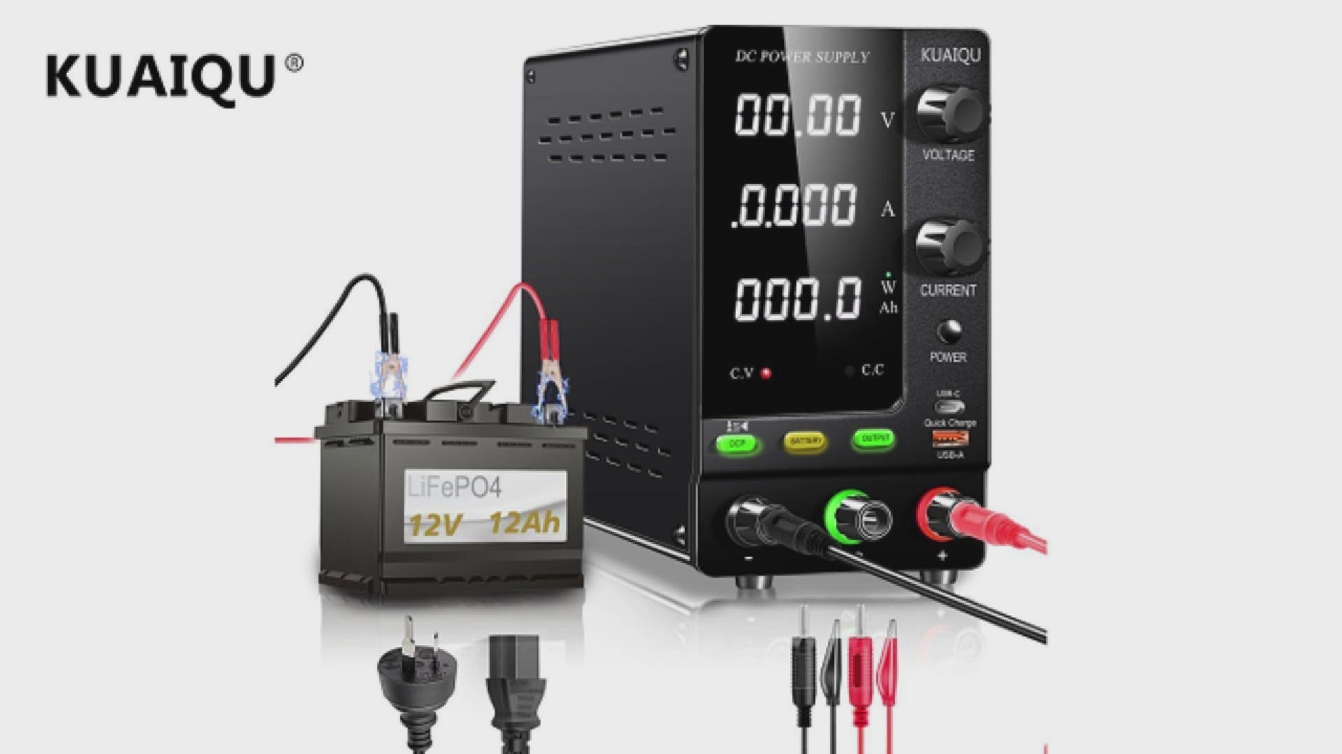 Chargeur de batterie numérique KUAIQU SPPS-C3010C 30 V 10 A avec contrôle par encodeur pour batteries au lithium, batteries au plomb et outils électriques
