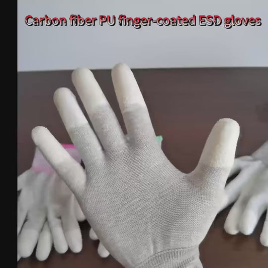 2PCS L Carbon Fiber ESD Work Gloves, Lightweight Breathable, Anti-Slip Durable, Touchscreen Compatible for Electronics