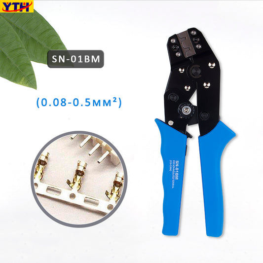 YTH-SN-01BM European Style Ratchet Crimping Pliers, AWG 28-20 (0.08-0.5mm²), D-SUB Terminal Crimper