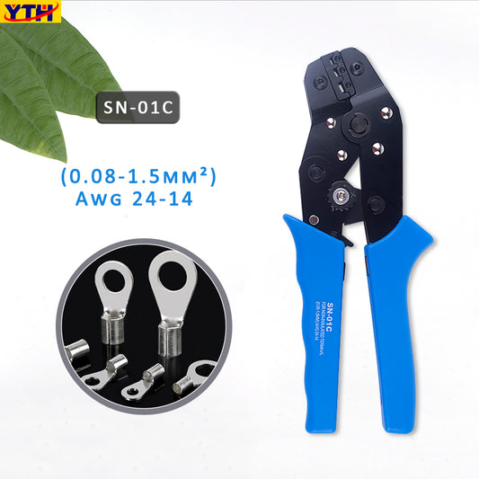 YTH-SN-01C Insulated Plug Crimping Pliers, AWG 24-14 (0.08-1.5mm²), Precision Terminal Clamp for Piezoelectric Wire, Insulated Design