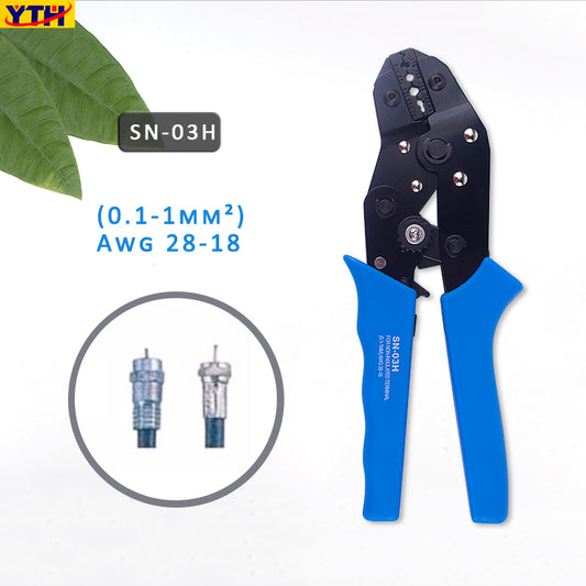 YTH-SN-03H Ratchet Crimping Pliers, AWG 28-18 (0.1-1mm²), Terminal Crimping Tool for Insulated Terminals & Wire Ferrules, Mini Pliers