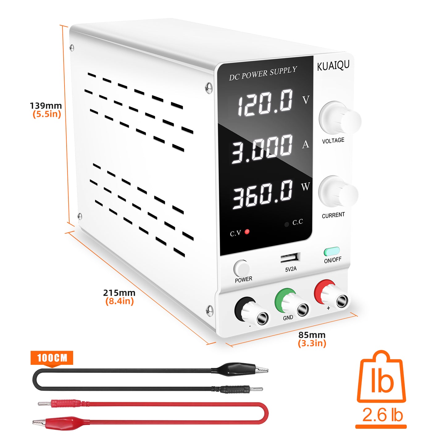 High precision power supply KUAIQU120V 3A DC Power Supply  SPPS-C1203-White Certified by CE, UL High voltage demand