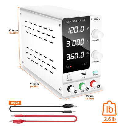 High precision power supply KUAIQU120V 3A DC Power Supply  SPPS-C1203-White Certified by CE, UL High voltage demand