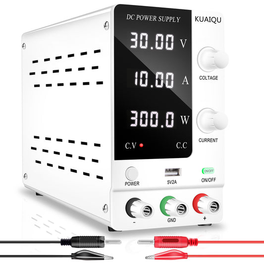 Essential for testing 30V 10A DC Power Supply White KUAIQU SPPS-C3010 USB 5V2A & CV/CC mode