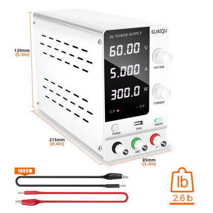 KUAIQU SPSS-C605 efficiency display 60V 5A DC Power Supply light & high-grade White multiple protection