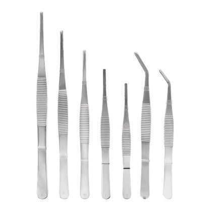 7-piece stainless steel tweezers set Non-slip Jewelry Clamp Medical Ear Wax Removal Forceps