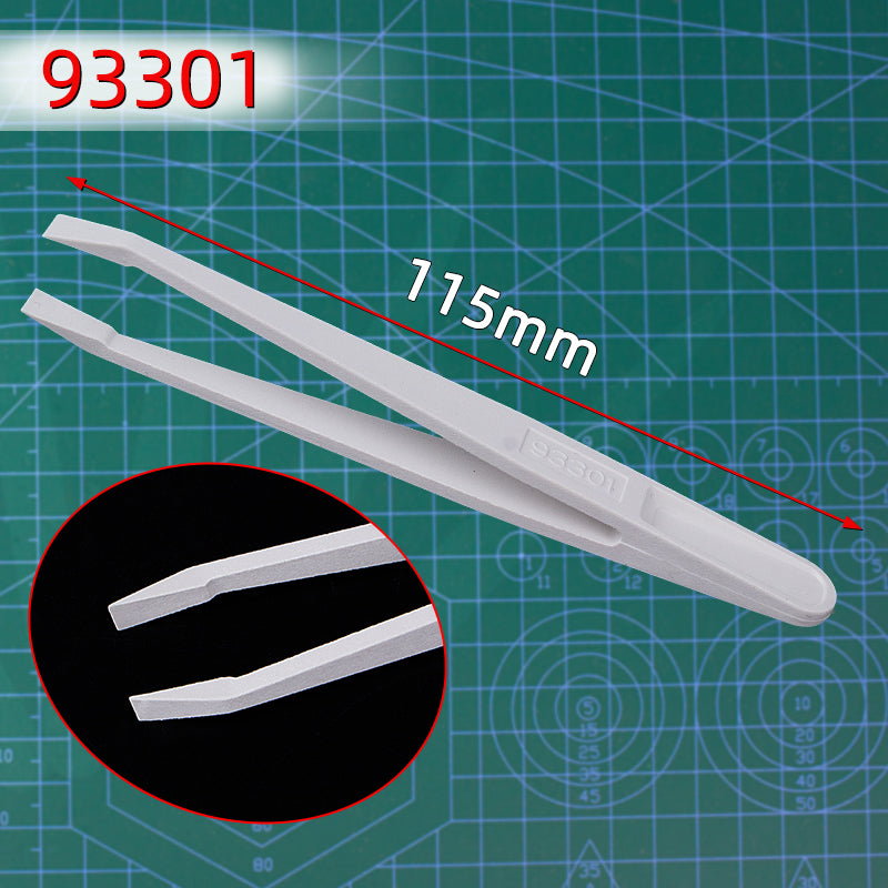 6-Piece Set White Plastic Anti-Static Tweezers - Ideal for Electronics, Crafts & DIY Repair