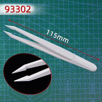 6-Piece Set White Plastic Anti-Static Tweezers - Ideal for Electronics, Crafts & DIY Repair