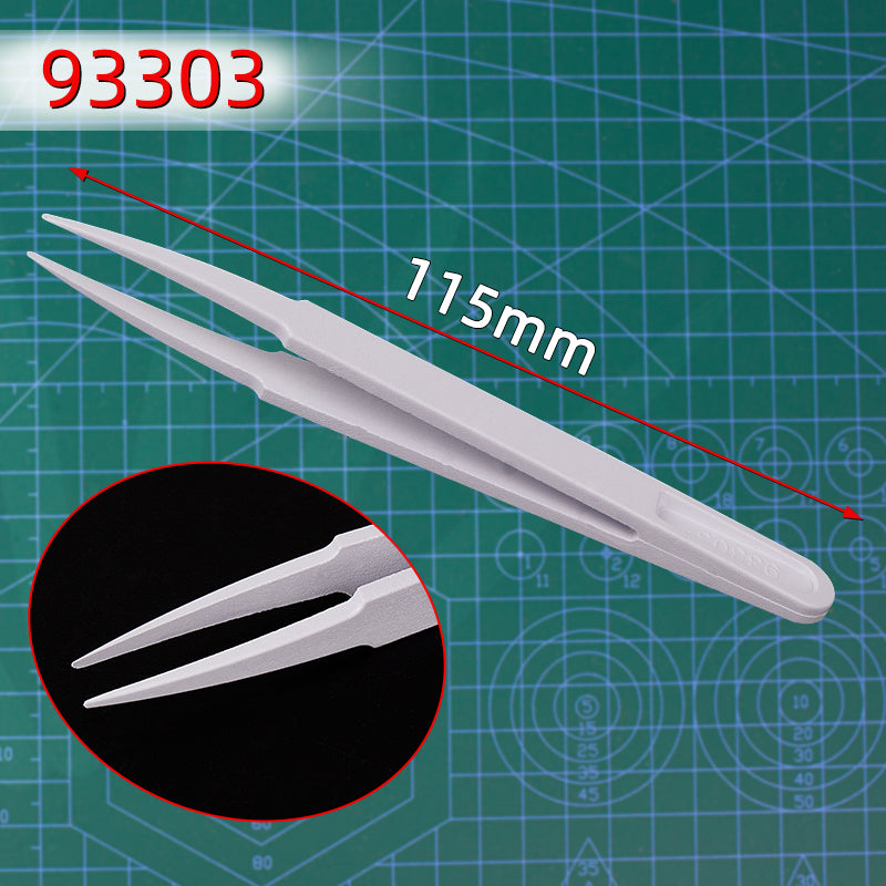 6-Piece Set White Plastic Anti-Static Tweezers - Ideal for Electronics, Crafts & DIY Repair