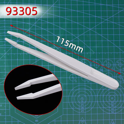 6-Piece Set White Plastic Anti-Static Tweezers - Ideal for Electronics, Crafts & DIY Repair