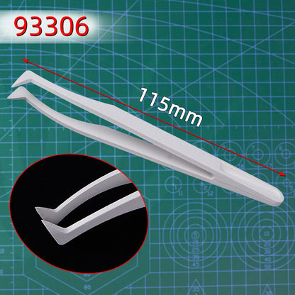 6-Piece Set White Plastic Anti-Static Tweezers - Ideal for Electronics, Crafts & DIY Repair