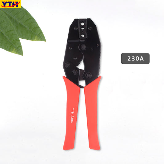 YTH-230A Ratchet Crimping Pliers, 0.213"-0.265" (5.41-6.73mm), 45# Steel, PVC Handle, for Electrical Terminal Crimping