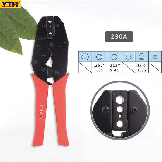 YTH-230A Ratchet Crimping Pliers, 0.213"-0.265" (5.41-6.73mm), 45# Steel, PVC Handle, for Electrical Terminal Crimping