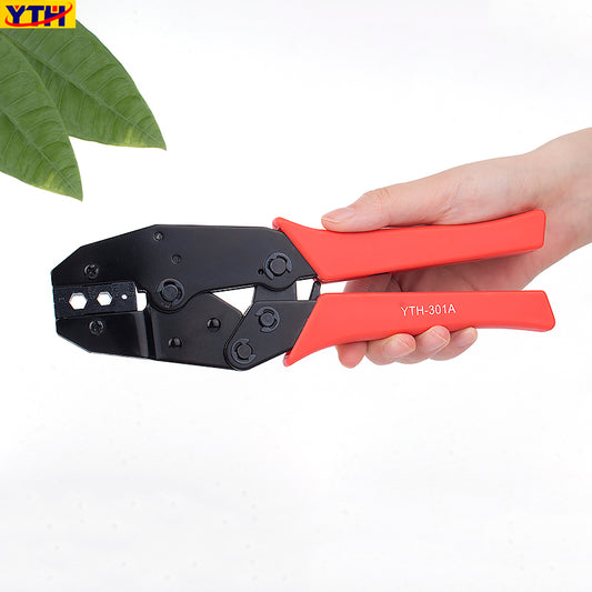 YTH-301A European Ratcheting Crimping Pliers, 0.068"-0.256" (1.7-6.5mm), 45# Steel Construction, Professional Terminal Crimping Tool for Electronics & Wiring
