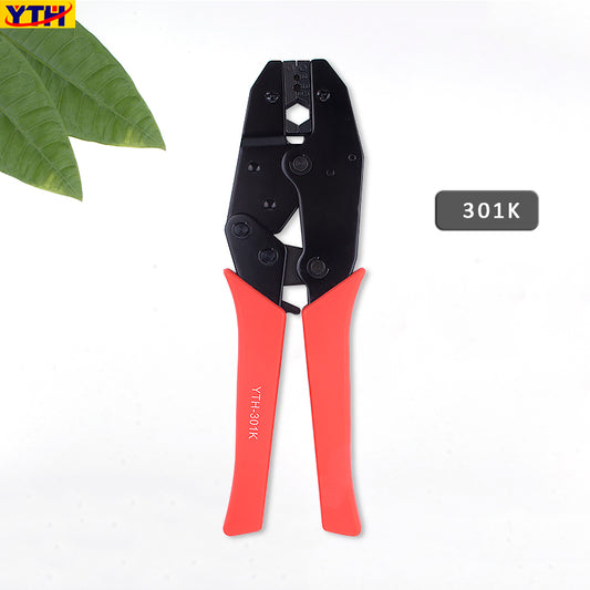 YTH-301K Ratchet Crimping Pliers, 0.100"-0.429" (2.54-10.9mm), for Wire Rope and Terminals, Carbon Steel with Anti-slip Handle